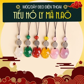 Móc Khóa, Dây Đeo Điện Thoại Hồ Ly Nhỏ Phong Thuỷ Đá Tự Nhiên Hợp Mệnh Cầu Duyên, Bình An May Mắn