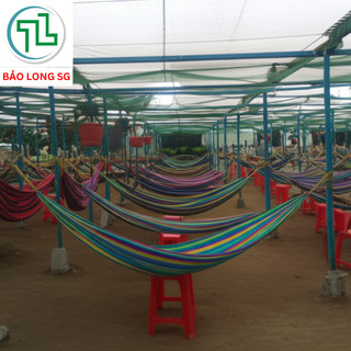 Võng lưới cước cà phê Bảo Long chịu lực 200kg phù hơp du lịch ngoài trời size đại 2m kèm 4m dây bẹ