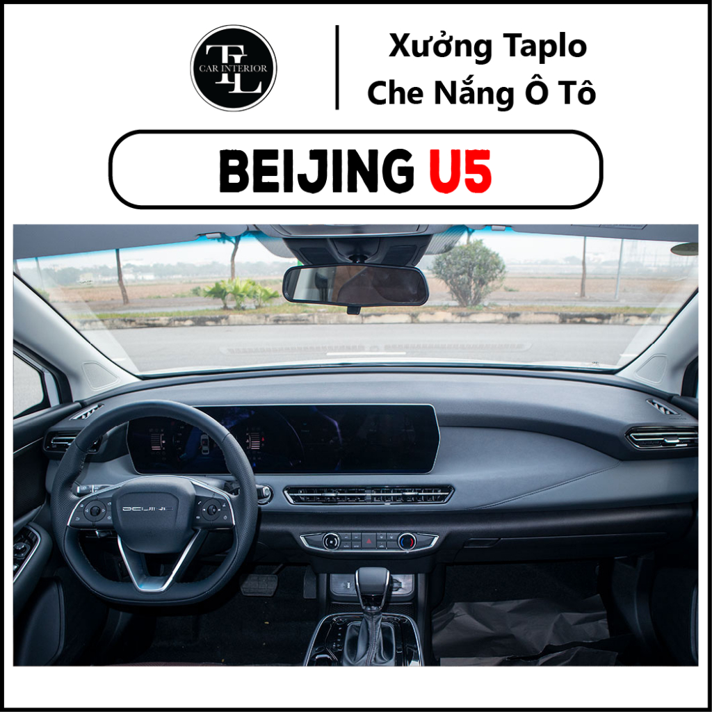 Thảm taplo Beijing U5, thảm taplo che nắng da carbon, da vân gỗ, nhung cừu cao cấp, chuẩn form