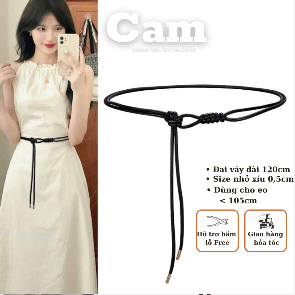 Đai váy da dây thắt lưng nam nữ xoắn Đai váy dây DV36 bản NHỎ 0.5cm sang chảnh dây nịt blazer Camcamvintage