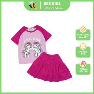 Đồ bộ thun bé gái, đồ bộ trẻ em chất cotton, có nhiều màu, size 3-11 tuổi - BEEKIDS