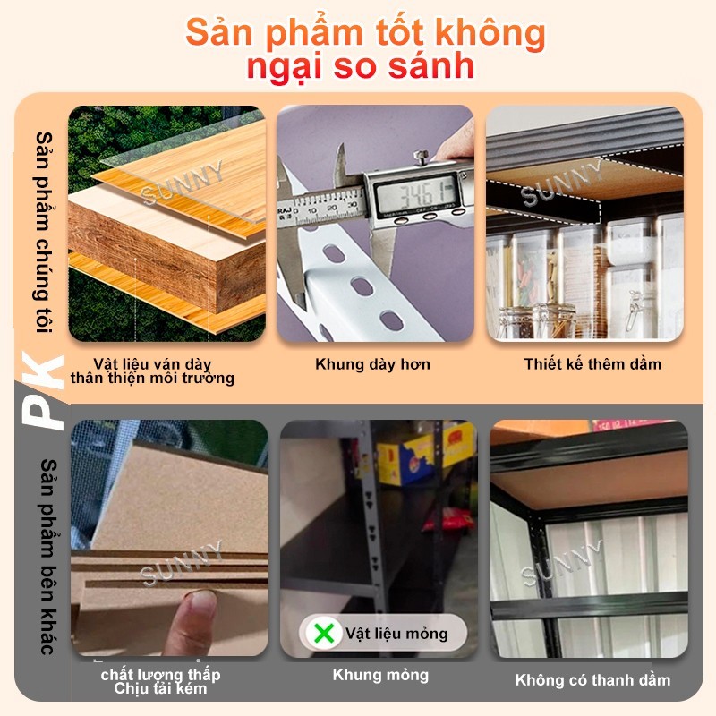 SUNNY Kệ Sắt + MDF V Lỗ 3/4/5/6 Tầng Kệ Đa Năng Cao Cấp Giao Hàng Nhanh Từ Nhiều Kích Thước Lựa Chọn | BigBuy360 - bigbuy360.vn