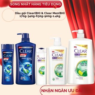 Dầu Gội Clear & Clear Men 170gr/340gr/630gr/880gr/1.4kg Mát Lạnh Bạc Hà Đánh Bay Gàu, Ngứa, Vi Khuẩn