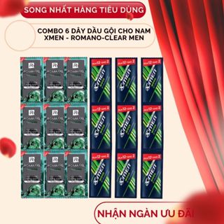  Combo 6 dây Dầu gội cho nam giới Xmen Romano Clear men 