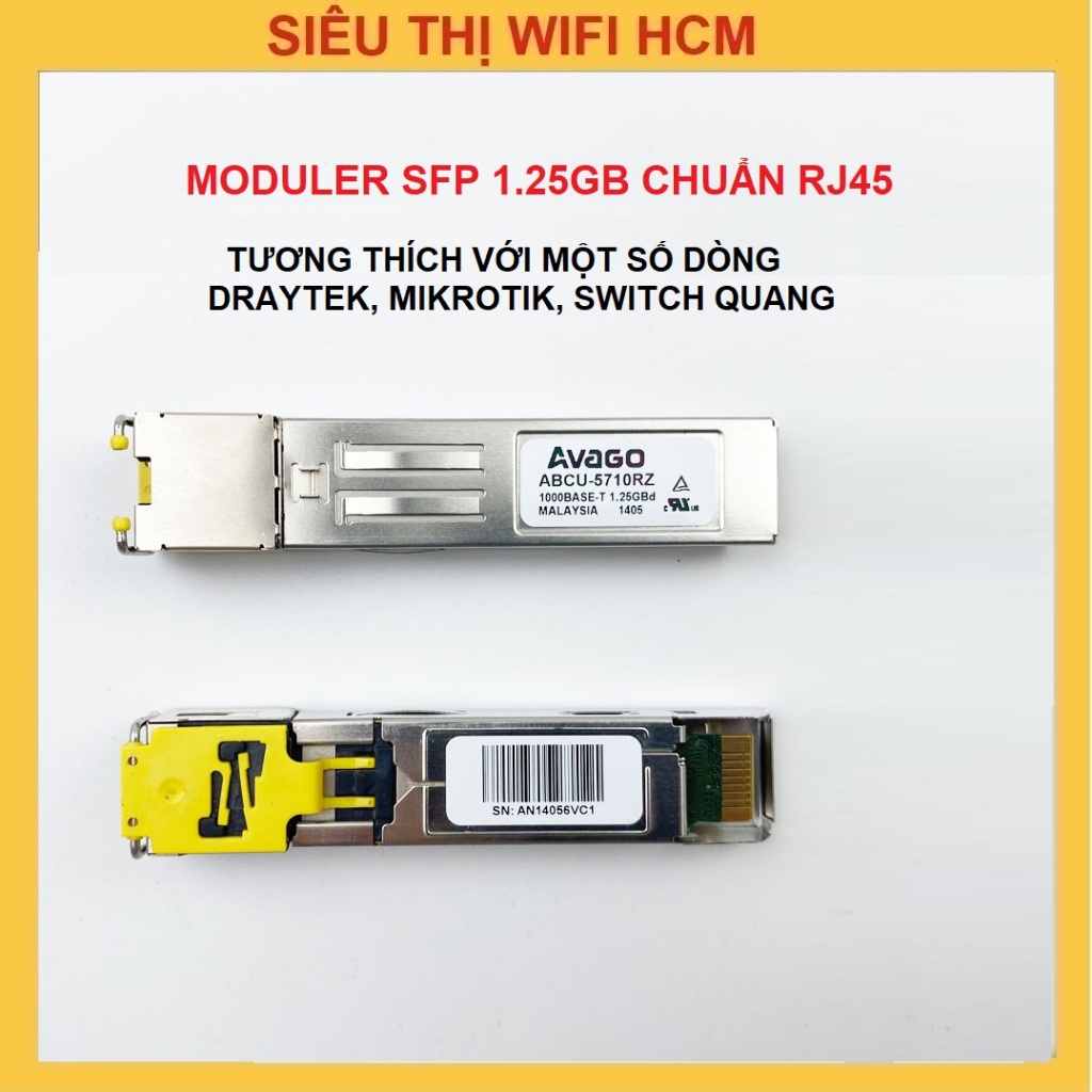 SFP quang Cisco, Avago chuẩn 1Gbps Module quang SFP ra RJ45, SFP Quang To RJ45