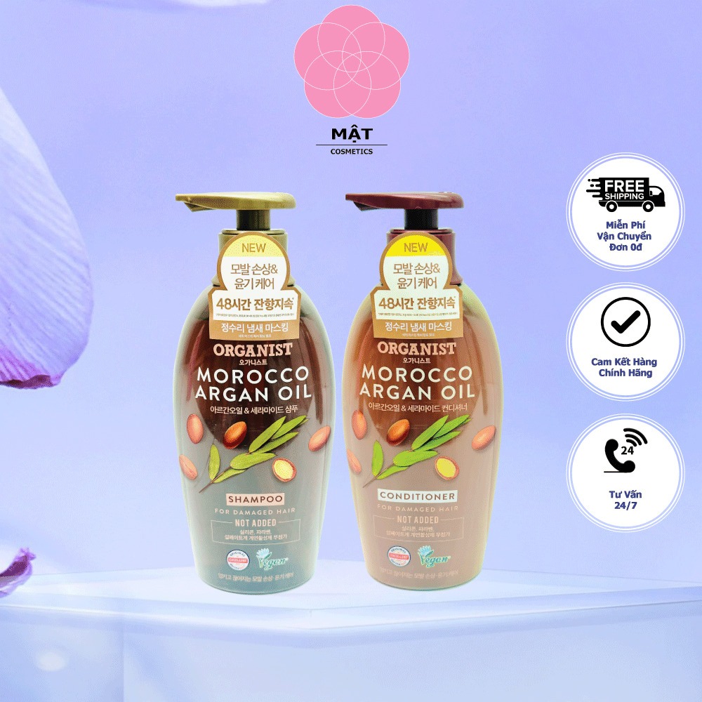 Combo dầu gội và kem xả nuôi dưỡng tóc Organist tinh dầu Morocco Argan 500ml