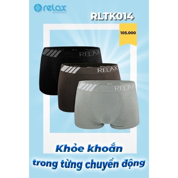 Quần lót Boxer tập Gym, Mặc nhà Relax Underware RLTK014 Nam tính lịch lãm thấm hút cao
