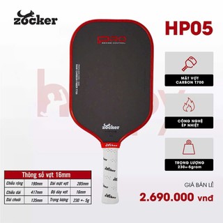  Vợt thi đấu Pickleball Zocker Happy HP05 Raw Carbon Fiber T700 nguyên hộp chính hãng cao cấp giá rẻ 