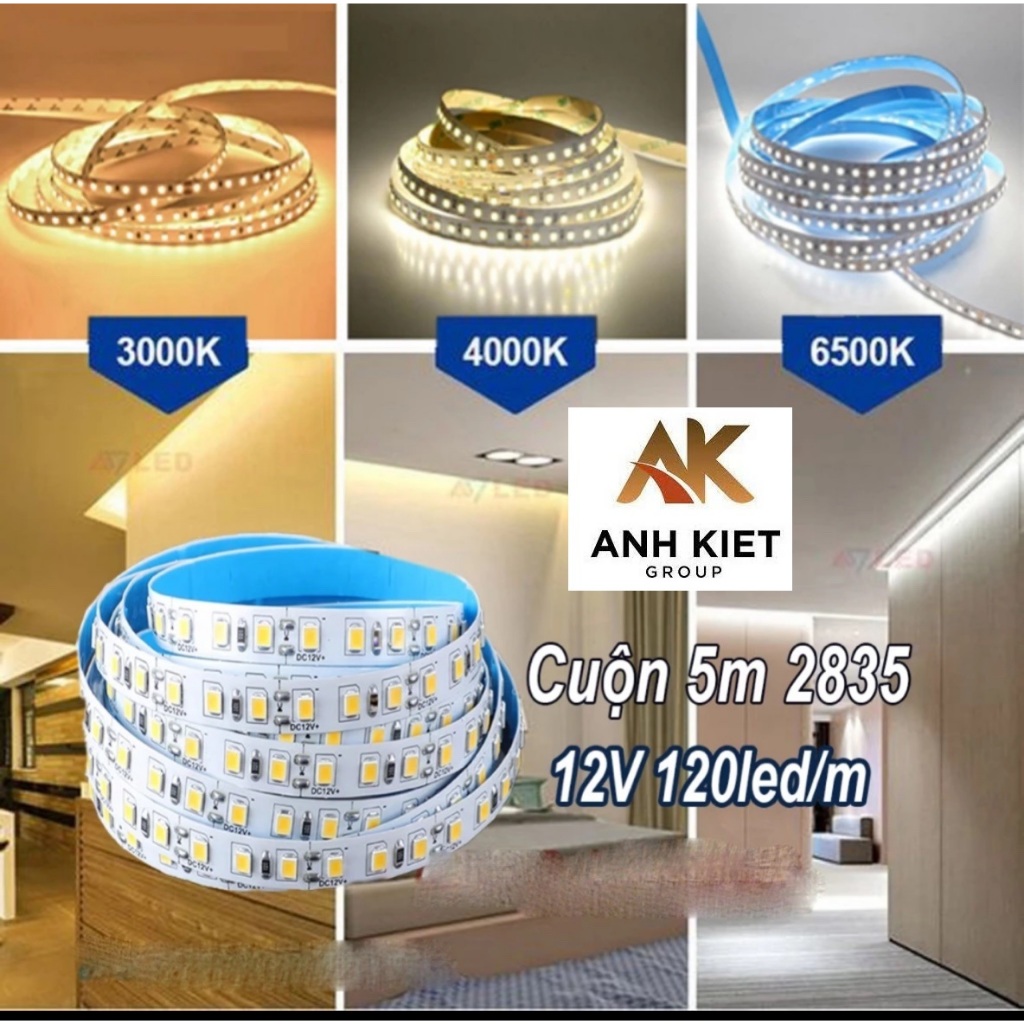 Led Dán 2835 120 Chip / Mét 12V Chip Led Hàn Quốc Cao Cấp