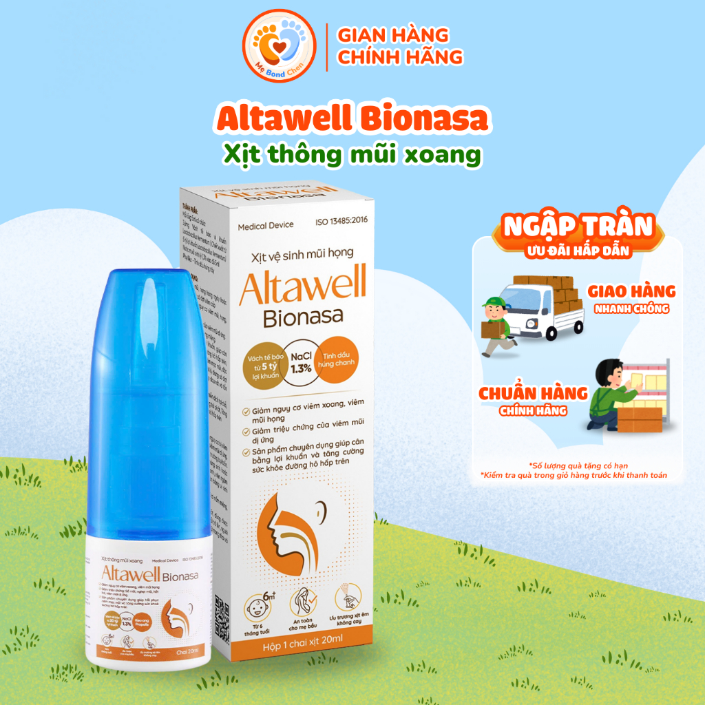 Xịt thông mũi xoang Altawell Bionasa – Giảm nhanh sổ mũi, phục hồi niêm mạc sau viêm