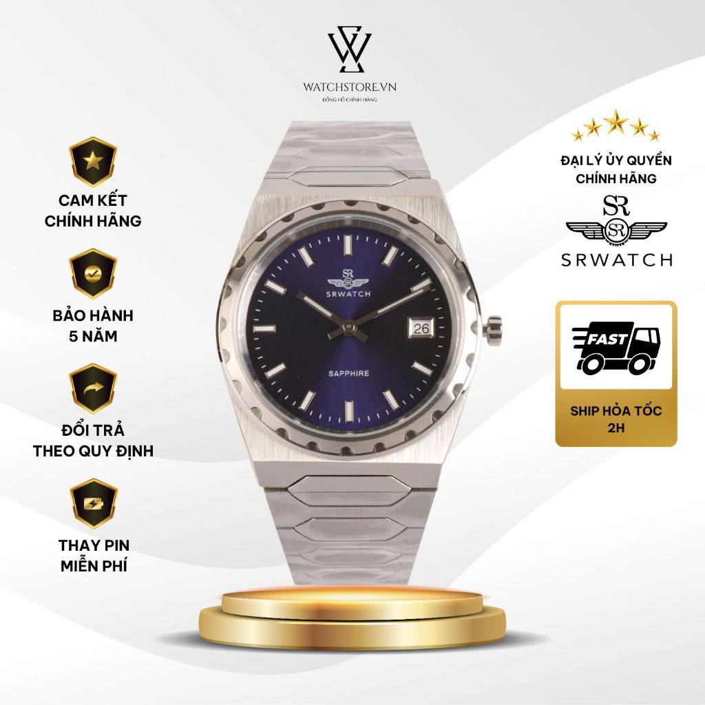 Đồng Hồ SRWatch Nam SG7005.1103GM Chống Nước Máy Pin/ Quartz Kính Sapphire Size Mặt 37mm Chính Hãng