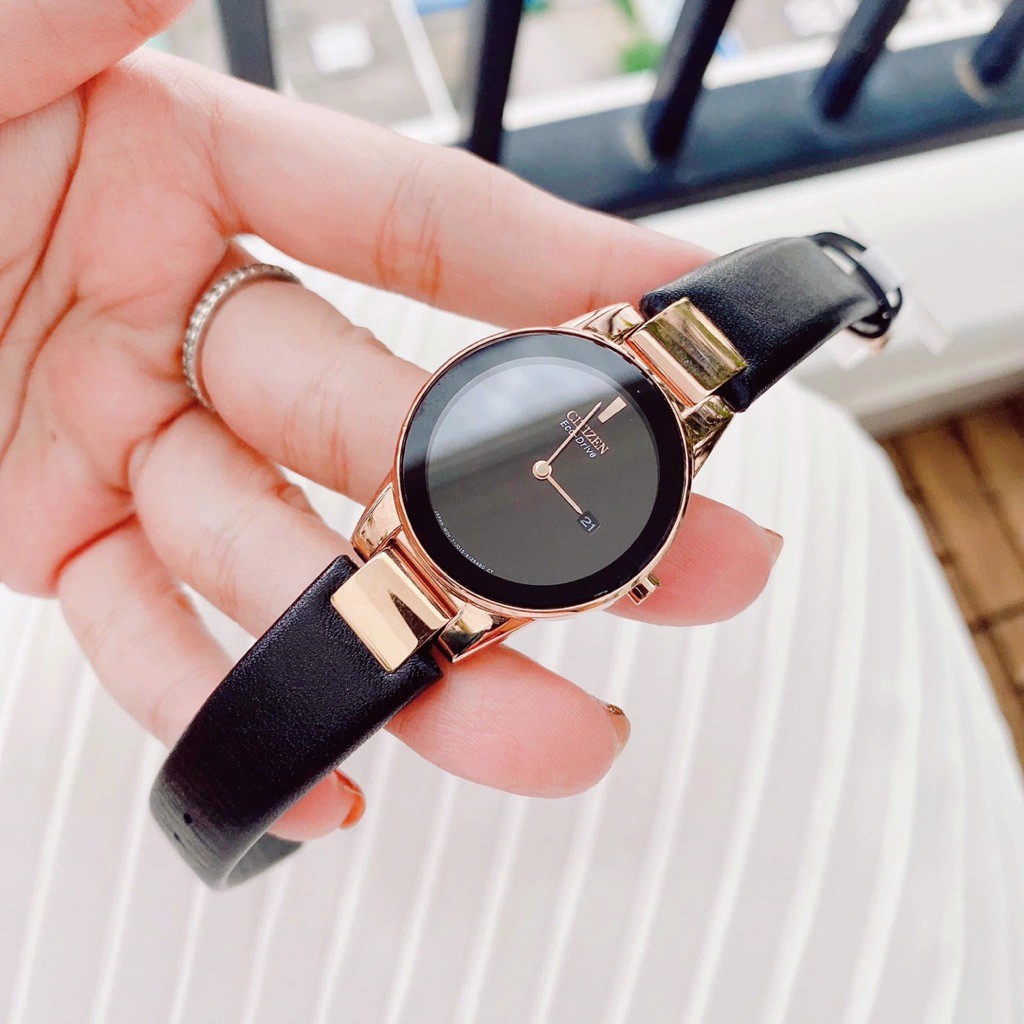 ĐỒNG HỒ NỮ CHÍNH HÃNG Citizen GA1058-16E Eco-Drive Axiom Black Dial Rose Gold Case & Stainless Steel