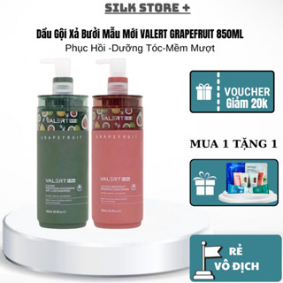  Cặp Dầu Gội Xả Bưởi Valert 850ml Silk Store+ Dưỡng Tóc Kích Mọc Tóc Phục Hồi Tóc Hư Tổn Giảm Rụng Tóc Thơm Lâu 