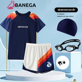 Quần bơi nam kèm áo bơi nam cao cấp, đồ bơi bigsize 2 lớp chống ngại BANEGA Đồ đi biển, áo tắm biển nhanh khô KP113