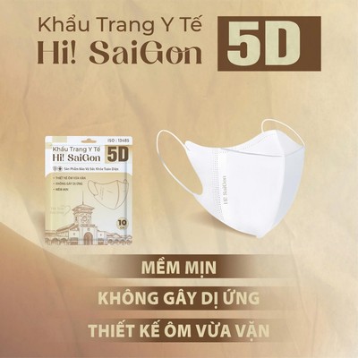Khẩu trang 5D mềm mịn, ngăn ngừa khói bụi, bảo vệ an toàn