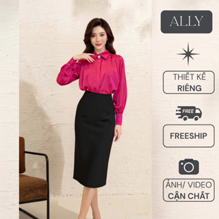 Chân váy công sở đẹp dáng bút chì dài qua gối , 2 lớp xẻ tà sau váy bút chì bảng màu 24 màu