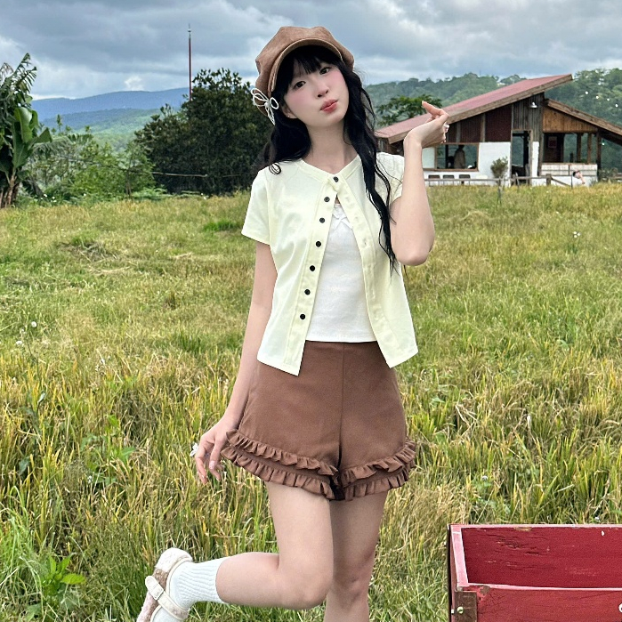 NAVIE -  ( MUA 1 KÈM 1 DÂY NƠ ) Quần short ngắn AMY line phối bèo 2 lớp thời trang nữ | BigBuy360 - bigbuy360.vn