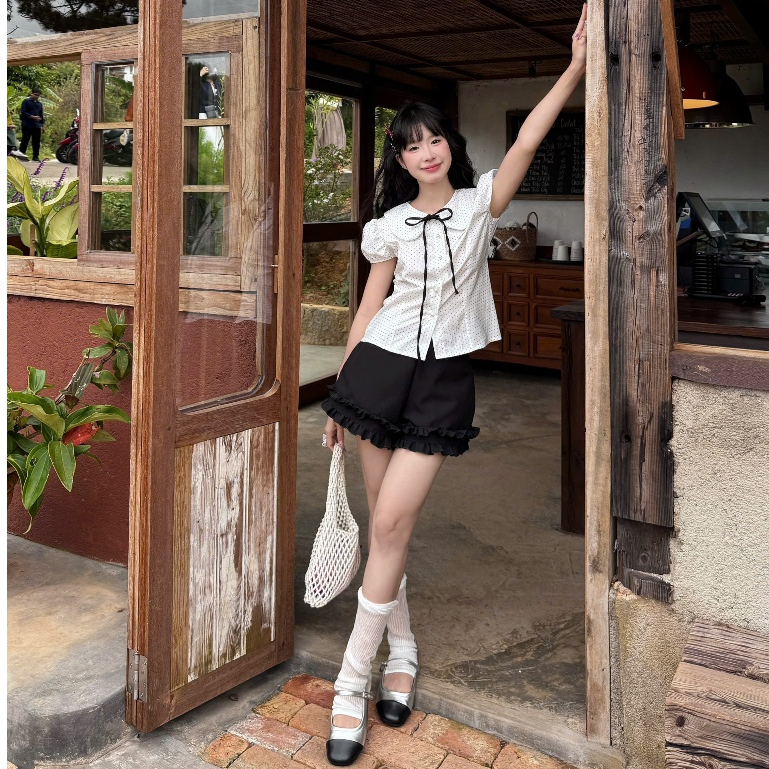 NAVIE -  ( MUA 1 KÈM 1 DÂY NƠ ) Quần short ngắn AMY line phối bèo 2 lớp thời trang nữ | BigBuy360 - bigbuy360.vn