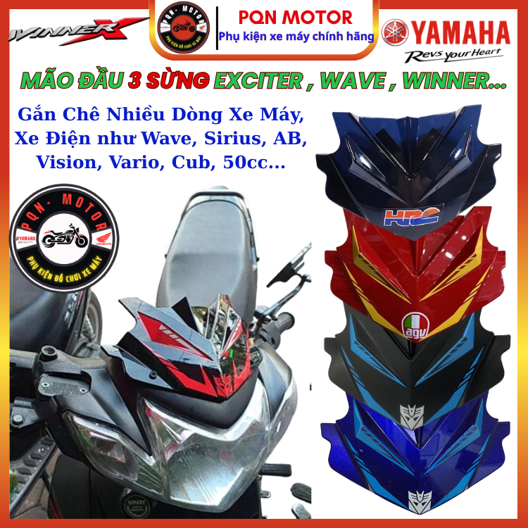 Mão 3 Sừng Gắn Xe Exciter, Wave, Winner, Sirius, Dream – Kiểu Độ Đẹp Mắt – Gắn Nhiều Dòng Xe