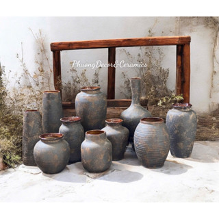 Bình gốm decor, lọ hoa Bát Tràng cắm hoa trang trí phòng khách, hoa tươi, hoa loa kèn