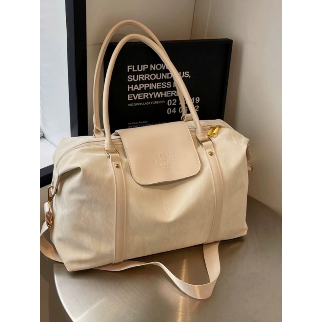  Túi du lịch ngắn ngày túi du lịch phong cách retro có quai gài vali túi trống da PU đựng đồ đi tập yoga gym BAG10K 