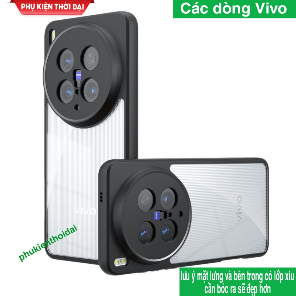 Ốp lưng Vivo X200 Ultra / X200 Pro / X200s / X200 Pro Mini chống sốc lưng trong nhám viền màu