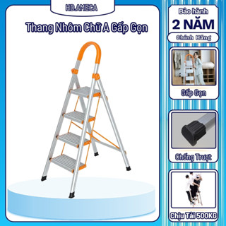 Thang Gấp Gọn Chữ A Trống Trượt, Thang Nhôm Inox Ghế Tay Vịn Gia Đình Xếp Gọn Thông Minh Dùng Thắp Hương