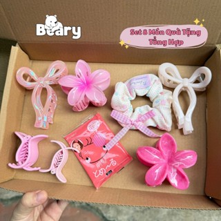 Hộp Quà Tặng Kẹp Tóc Nữ Beary Cài Tóc Hoa Sứ, Nơ Kèm Giấy Lót Đẹp Tặng Bạn Gái Sinh Nhật 8/3 20/10 Phong Cách Hot
