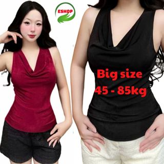 Áo Cổ Đổ Bigsize Vải Thun Nhũ Kim Tuyến Co Giãn Áo Thun Nữ Sát Nách Ôm Body Đẹp Dễ Thương ESHOP MS449