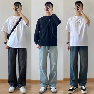 Quần Jean Nam Ống Suông Rộng FROM MẪU MỚI Đen Xám Trầm SMOKE V.1 ,Retro ,Grind ,Vintage Phong Cách MENSWEAR