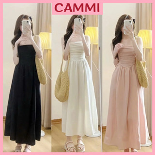 Váy 2 dây nữ cúp ngực xếp ly dáng dài, đầm maxi phong cách tiểu thư siêu nữ tính HV265