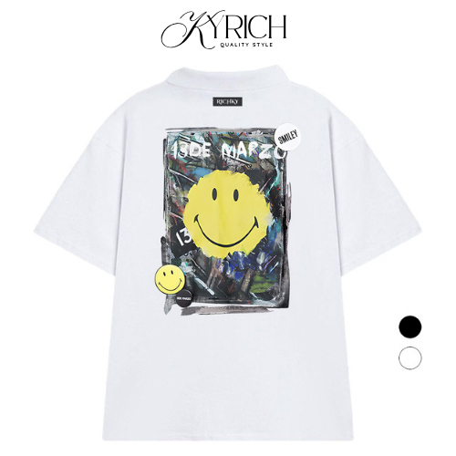 Áo Thun Có Cổ Polo Kyrich Premium Tee 13de Marzo x Smiley Broken Pin Graffiti