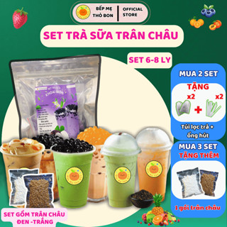 Set Trà Sữa Tự Pha Trân Châu Đường Đen BẾP MẸ THỎ BON, Nguyên Liệu Làm Trà Sữa Phúc Long, Matcha 11 vị 6-8 Ly
