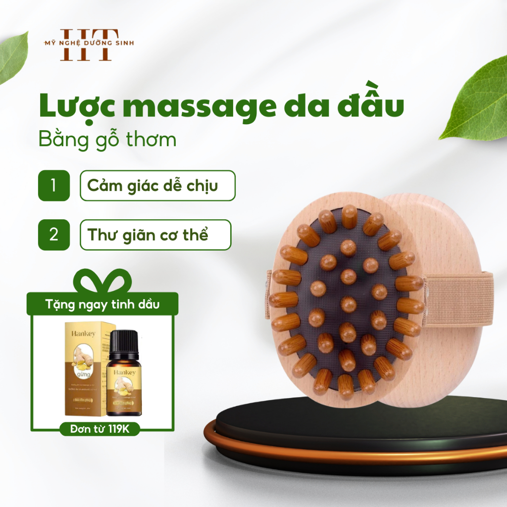 Lược massage cơ thể giúp cơ thể dễ chịu, bàn chải khí mát-xa toàn thân bằng gỗ thơm - Mỹ Nghệ Dưỡng Sinh HT