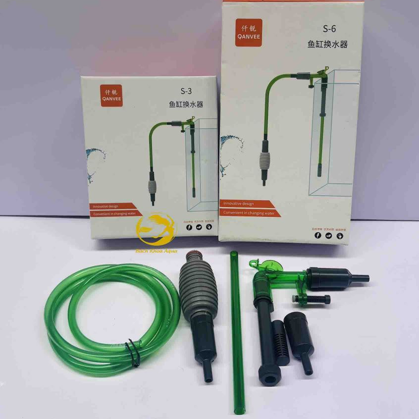Hút đáy thay nước hồ cá Qanvee S-3 / S-6 – dụng cụ vệ sinh bể cá, hút cặn, thay nước nhanh, tiện lợi, dễ sử dụng