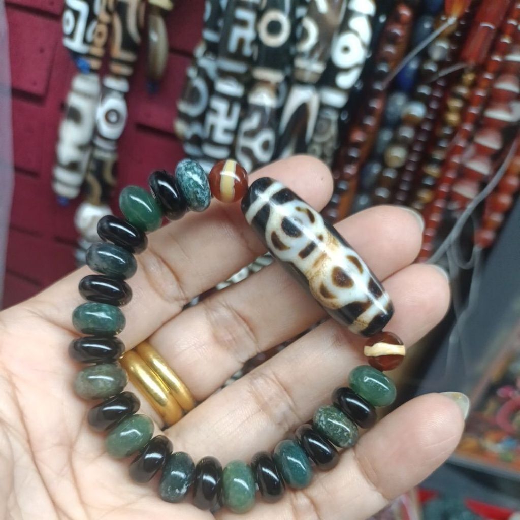 vòng tay dzi tây tạng chùy kim cang.