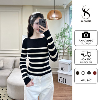 AL04 - Áo Len Tăm Nữ Cao Cấp Tay Dài Cổ Thuyền, Chất Len Tăm Dầy Dặn Thiết Kế Ôm Form Vừa Phải