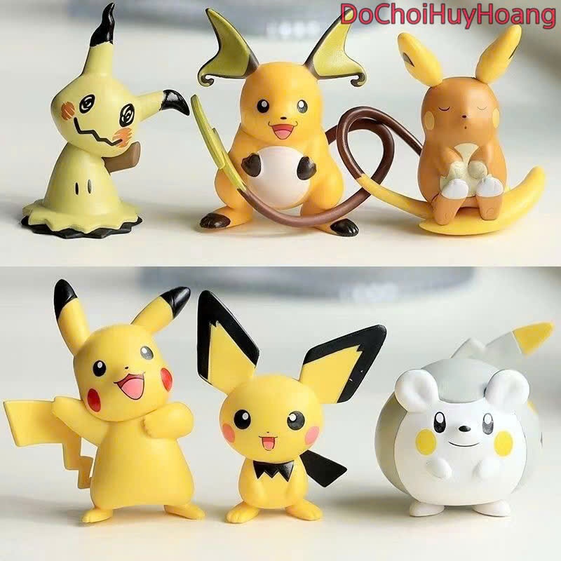 Mô hình tượng Pokemon Pikachu Togemaru Raichu Pichu Mimikyu 6-8cm