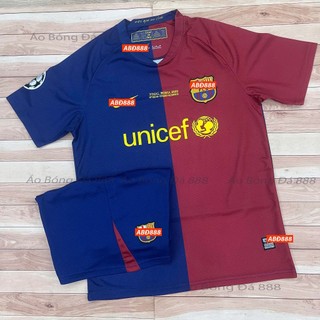  Bộ Quần Áo Bóng Đá CLB Barcelona Sân Nhà 2009 Áo Đá Banh Messi - Vải Polyester Gai Thái Cao Cấp 