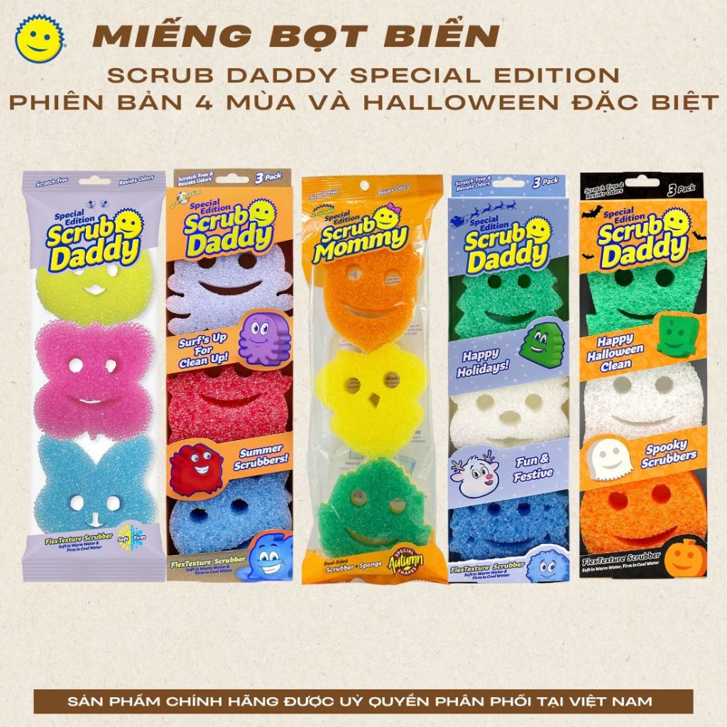 [Phiên Bản Đặc Biệt] Miếng Rửa Chén Bọt Biển Scrub Daddy/Mommy - Phiên Bản 4 Mùa/Halloween