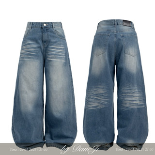 [ JEANS SS25 BY DANEJI ] Quần jeans ống rộng wash hiệu ứng loang, xước đa tầng, phù hợp hằng ngày