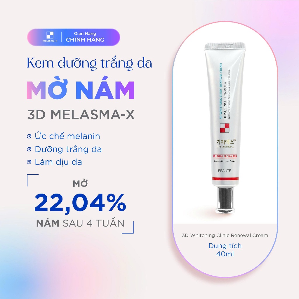 Kem nám, tàn nhang trắng da nâng tone  Melasma X3D Whitening Clinic Renewal Cream 40ml