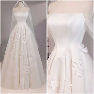  Váy cưới đi bàn cô dâu 2 in1 dáng cúp ngực + trễ vai lưới rời fom siết eo đính hoa hạt óng ánh full size s m l xl. 