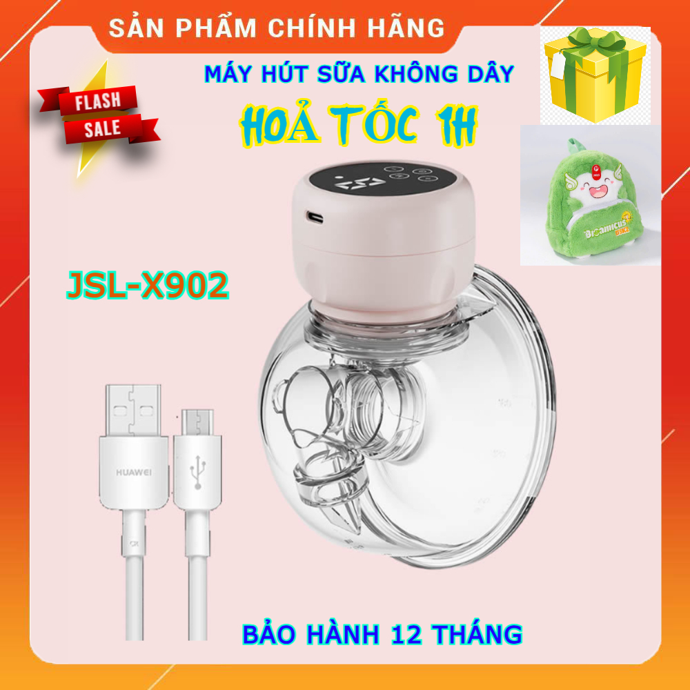   HoảTốc1h  Máy hút sữa rảnh tay không dây JSL-X902 Breast Pump 4 chế độ pin sạc tích điện gọn nhẹ kiệt sữa 