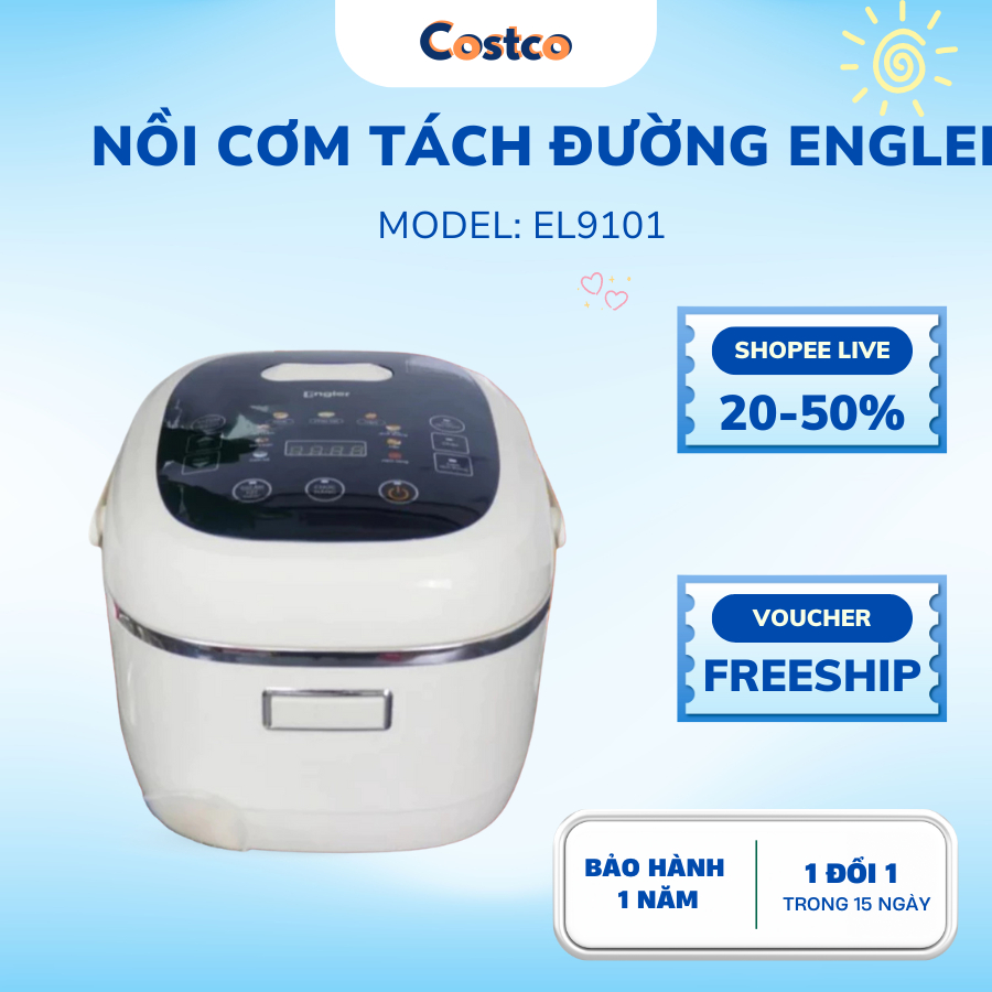 Nồi Cơm Tách Đường Engler EL9101 - 1.4L, 500W, Đa Chức Năng Nấu Tiện Lợi, Công Nghệ Tách Đường