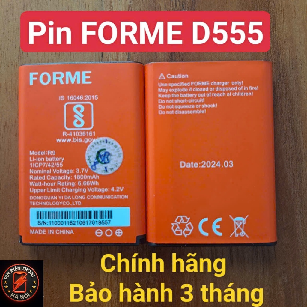 Pin điện thoại FORME D555 chính hãng - Bảo hành 3 tháng