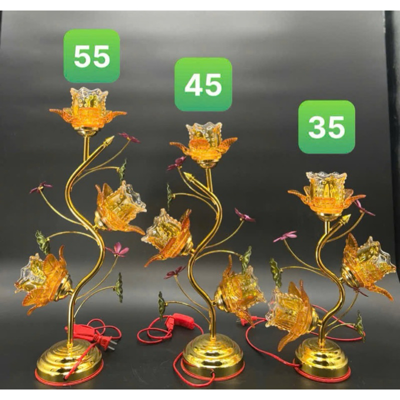 (HÀNG LOẠI 1) Đèn thờ 3 bông thủy tinh cao cấp
