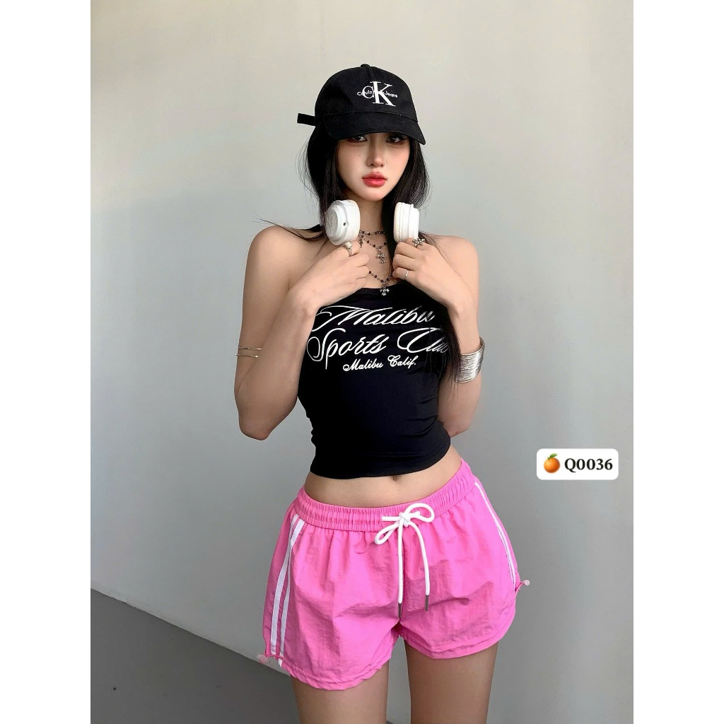 Quần đùi nữ dù dây rút chạy viền thể thao lưng cao phom đẹp | Quần short nữ chạy viền thể thao năng động | BigBuy360 - bigbuy360.vn