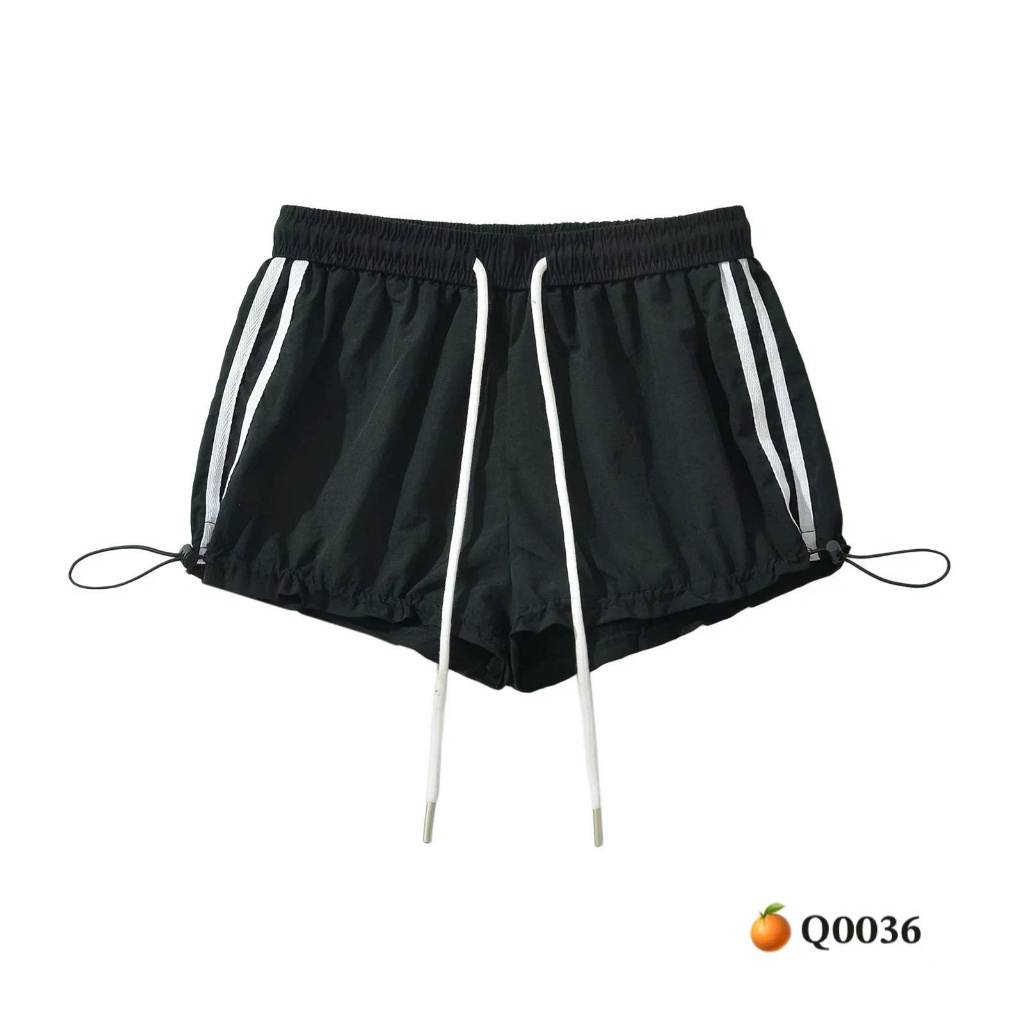 Quần đùi nữ dù dây rút chạy viền thể thao lưng cao phom đẹp | Quần short nữ chạy viền thể thao năng động | BigBuy360 - bigbuy360.vn