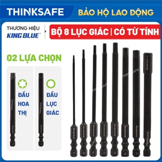 Bộ lục giác KingBlue L8100E và lục giác hoa thị T9100E, kích thước 100mm, chất liệu thép S2, chân lục giác có từ tính